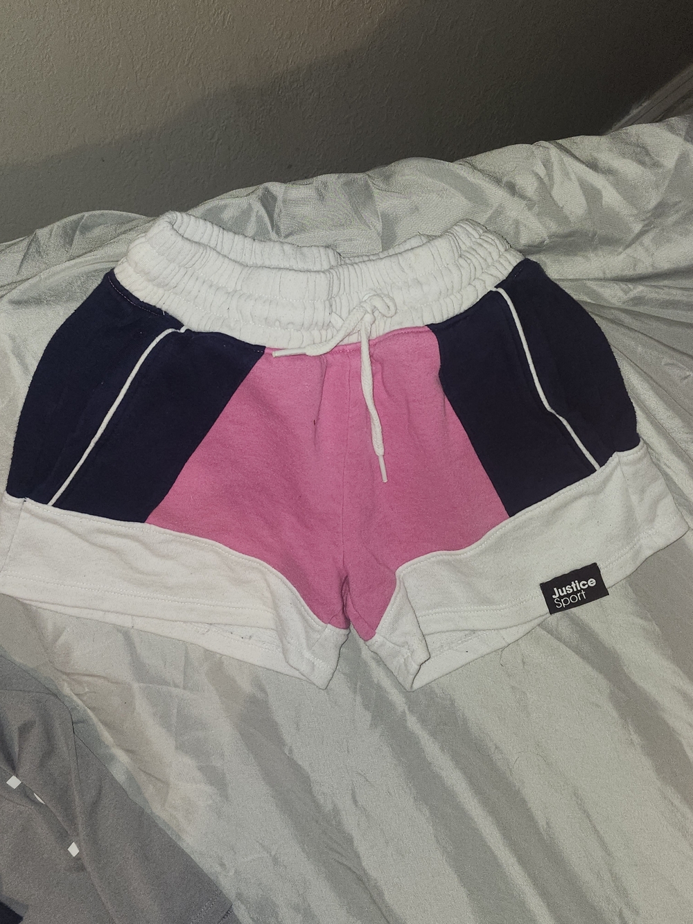 Justice Pink & Navy Colorblock Women's Athletic Shorts